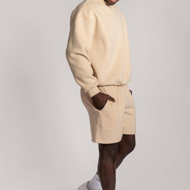 Traje de jogging personalizado de dos piezas para hombre, conjunto de chándal de forro polar, traje de chándal atlético para gimnasio, pantalones cortos