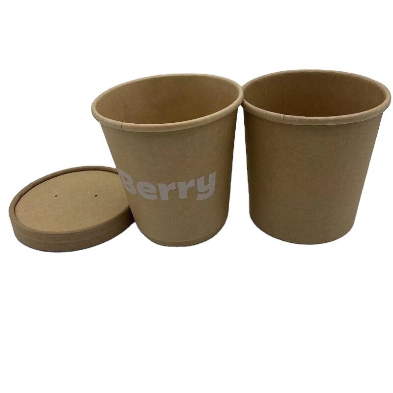Customized product32oz Custom Printed Disposable Take Away Hot Soup Bowls Kraft Paper Soup Cup with Paper Lid