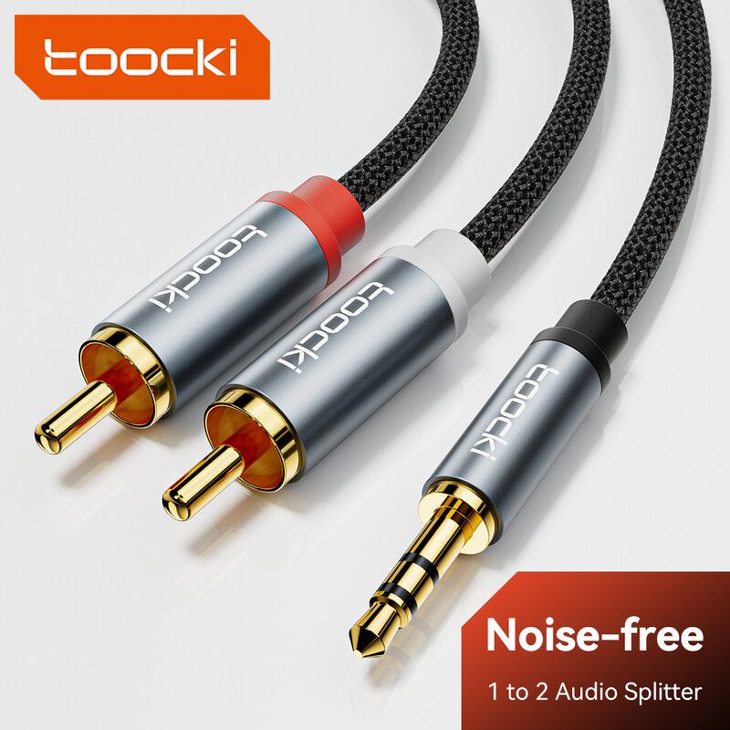 Toocki-Cable auxiliar de 3,5 a 2 RCA, conector de 3,5mm a 2RCA macho, Cable divisor de Audio para TV, amplificador de PC, altavoz
