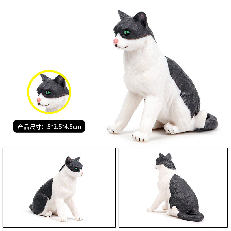 子供のための静的な固体動物の猫モデル,白黒の装飾品,人形,おもちゃ