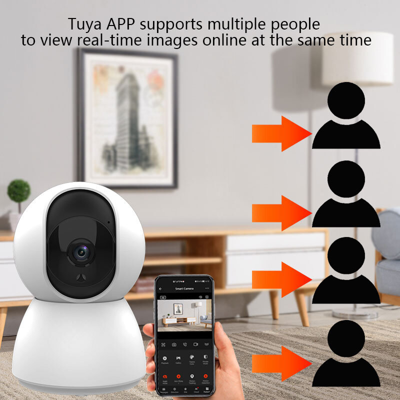 4MP กล้อง IP Wi-Fi ขนาดเล็กอัจฉริยะ2K Tuya ตรวจตราไร้สายในร่มติดตามรถยนต์สำหรับเด็กทารก CCTV รักษาความปลอดภัยในบ้านสัตว์เลี้ยง