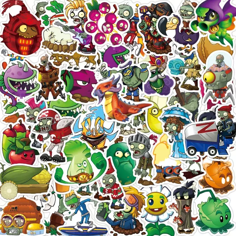 100pcs Cartoon Sticker Plants Vs. Zombies Classic Game Figure custodia per telefono Water Cup Notebook regalo di natale per bambini decorato fai da te