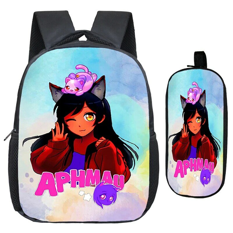 Aphmau-mochila de Anime para niños y niñas, Juego de 2 piezas, Softback, mochilas escolares para jardín de infantes