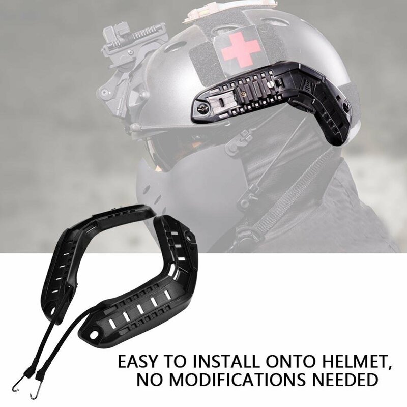 Adaptador de casco de montaje rápido, rieles laterales de casco de combate militar táctico con cordón, accesorios de tornillos de montaje