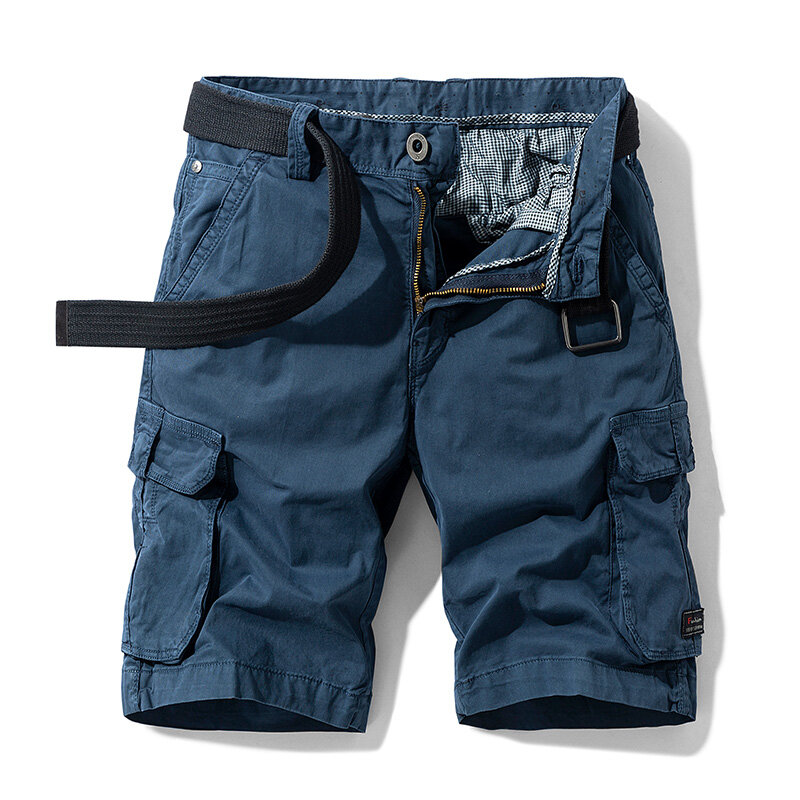 Pantalones cortos de algodón para hombre, Shorts informales de cintura elástica, varios bolsillos, para correr en la playa, verano, envío directo