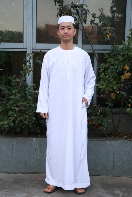 Pakaian Arab Pria Islam Abaya Pakaian Muslim Pria Kaftan Pakistan Arab Saudi Roupas Masculinas Gaun Muslim Jubah Panjang Kaftan
