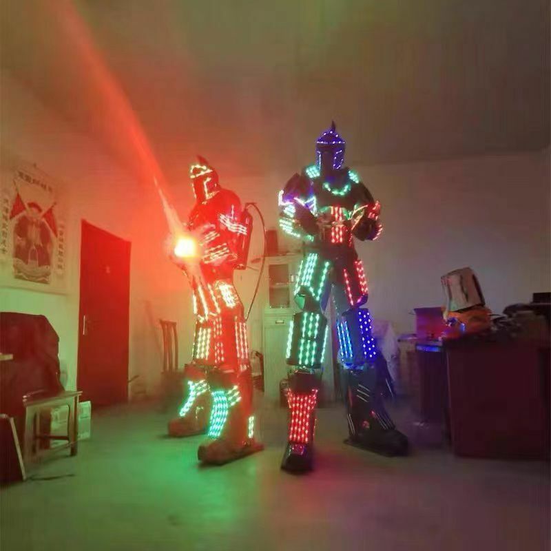 ฉลอง Prom Party สวมใส่ LED หุ่นยนต์ Light เครื่องแต่งกาย Stilt Walker เพลงเทศกาลคอนเสิร์ตเกราะ