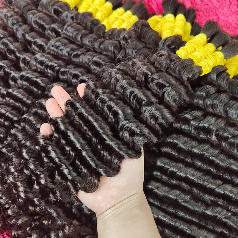 Объемные Человеческие волосы Remy для плетения, свободная волна, 100% Необработанные бразильские, без уточка, глубокие вьющиеся 100 г/комплект от 18 дюймов до 30 дюймов