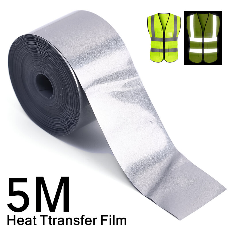 5M Reflective Strip Sticker High Reflective Heat Transfer Film DIY Clothing Bags Heat Transfer Reflective Tape Handmade Crafts