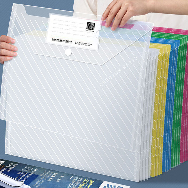 10 buah A4 tas File transparan tas penyimpanan dokumen plastik tas penyimpanan Organizer informasi folder saku alat tulis