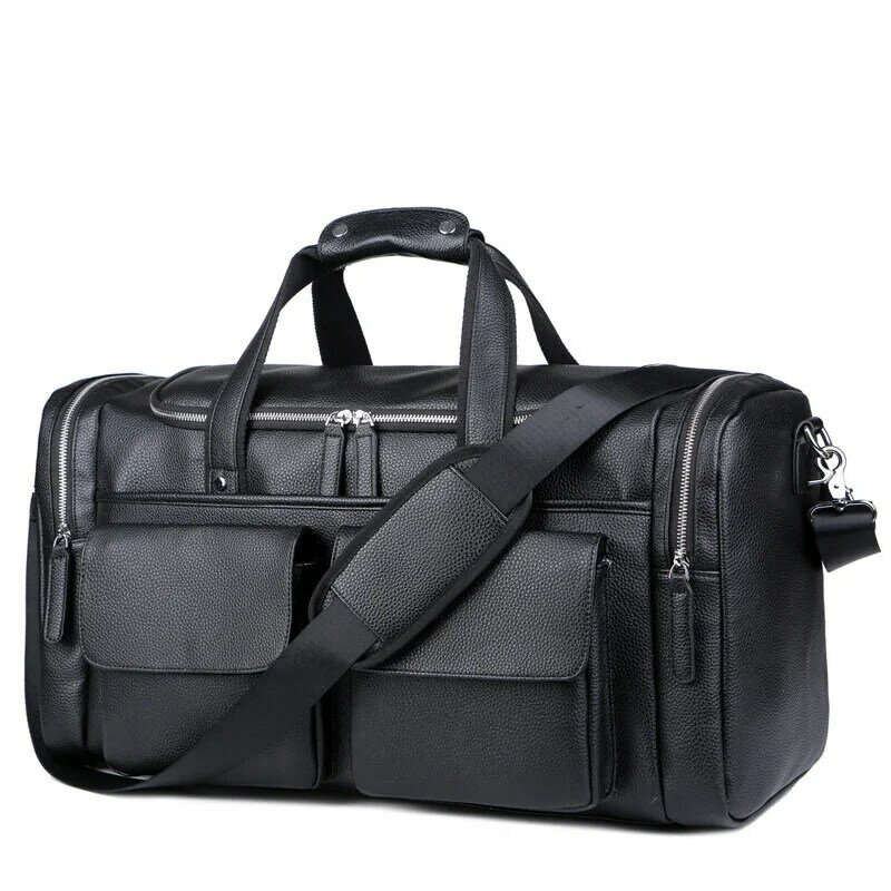 กระเป๋าเดินทางผู้ชายธุรกิจความจุขนาดใหญ่กระเป๋าถือสำหรับผู้ชายกระเป๋ายิมผู้ชายกระเป๋าสะพายหนัง PU