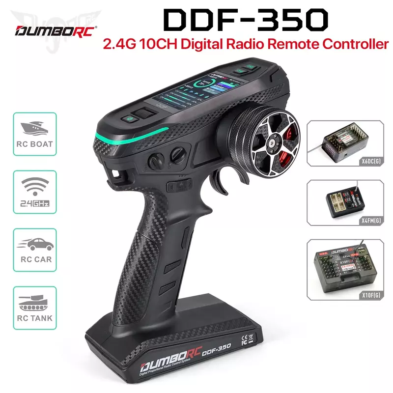 DUMBORC-mando a distancia DDF-350, transmisor de Radio Digital con receptor, pantalla HD, 10 canales, 2,4 Ghz