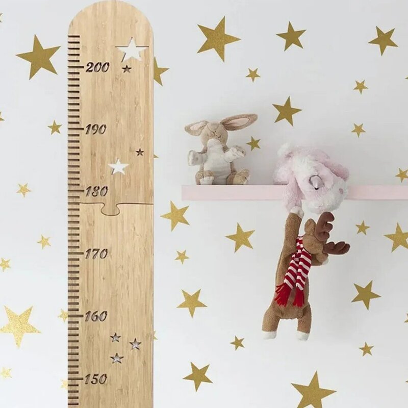 Wood Kids Height Ruler Round Edge No Burr High-end Texture Delicate Pattern Height Growth Chart Rule
