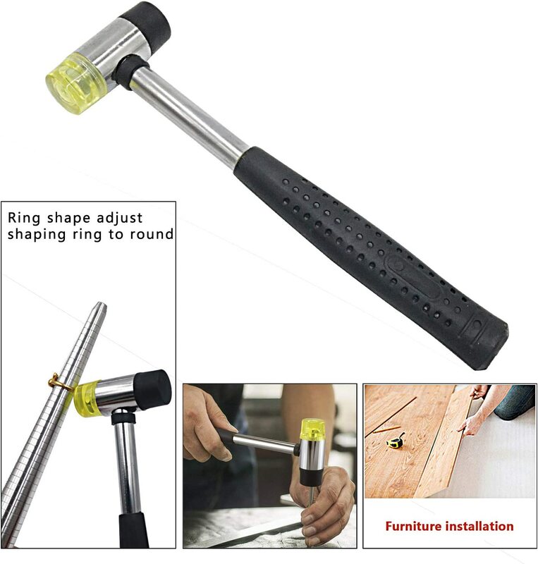 Ring Mandrel Metal Sizer Set with Jewelry Rubber Hammer Rings Size Measuring Tools Finger Gauge Stainless Steel Ring Shaper Tool