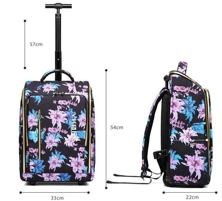 Roll rucksack Reise rucksack mit Rädern für Männer Frauen Erwachsene 20 Zoll wasserdichter Reise-Laptop-Rucksack mit Rädern Handgepäck