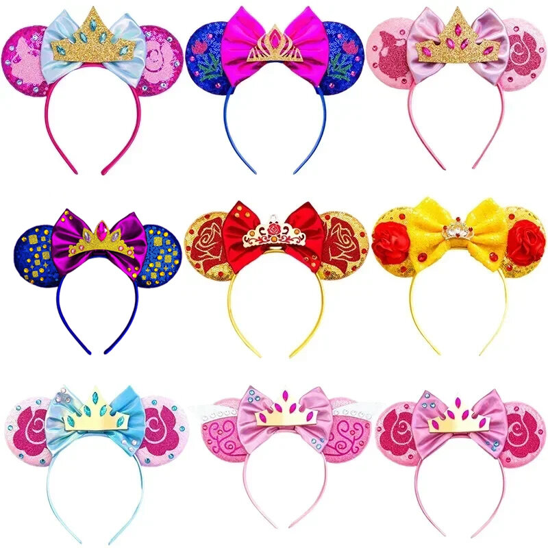 Sleeping Beauty Mickey Mouse Ear Headband Princess Aurora Women Briar Rose Hairbands Sequins Bow Hair Accessories Kids Love Gift