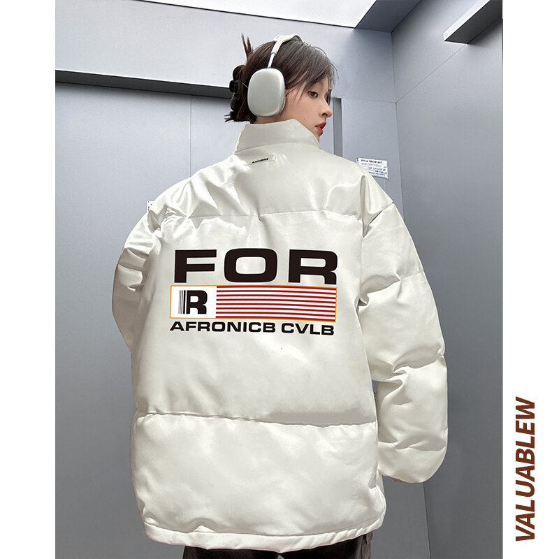 Moda Streetwear z nadrukiem litery PU skórzana kurtka damska amerykański Retro zimowa gruba ciepłe typu Oversize bawełniana kurtka wyściółka męska