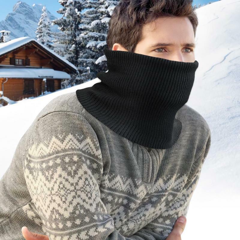 Calentador de cuello para hombre, bufanda de lana cálida para esquí, cubierta facial, tubo cálido, bufanda circular para invierno