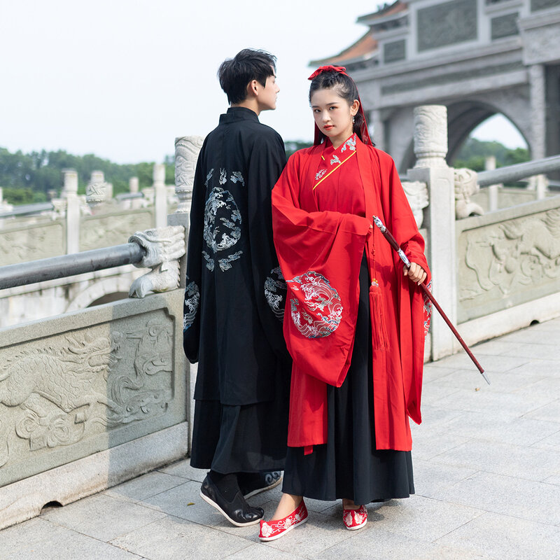 Thêu Hanfu Nam Truyền Thống Cổ Điển Kiếm Sĩ Quần Áo Hanfu Đầm Người Hán Phục Trang Cặp Đôi Kimono Đường Phù Hợp Với