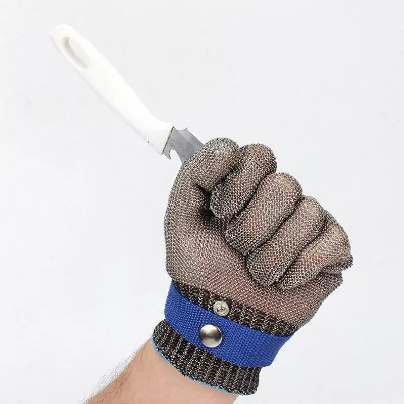 ถุงมือตาข่ายเนื้อโลหะป้องกันการตัดด้วยมือเพื่อความปลอดภัยป้องกันการบาดสำหรับคนขายเนื้อลวดมีดแทง