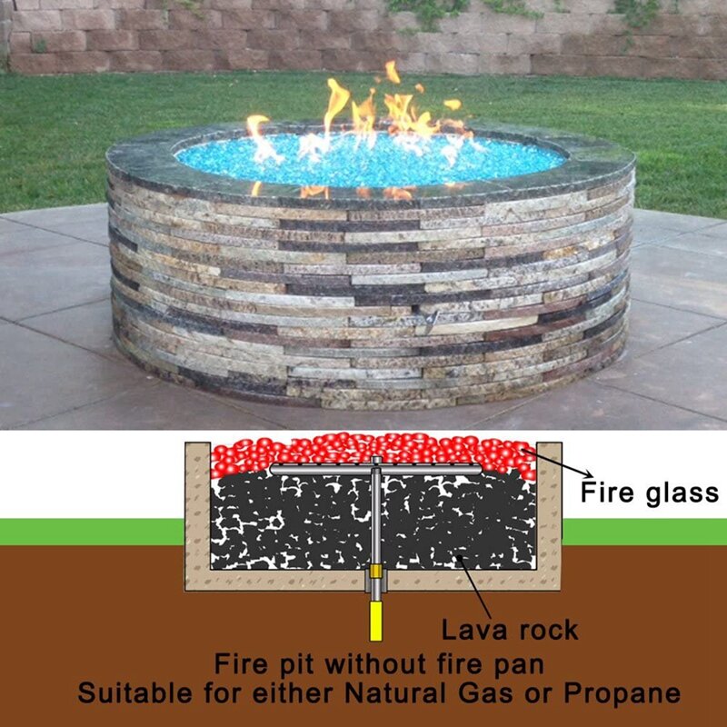 1 PCS Fire Pit Burner Ring For Natural Gas & Propane Fire Pit Fireplace Fire Pit Burner For Indoor & Outdoor 6 Inch Round