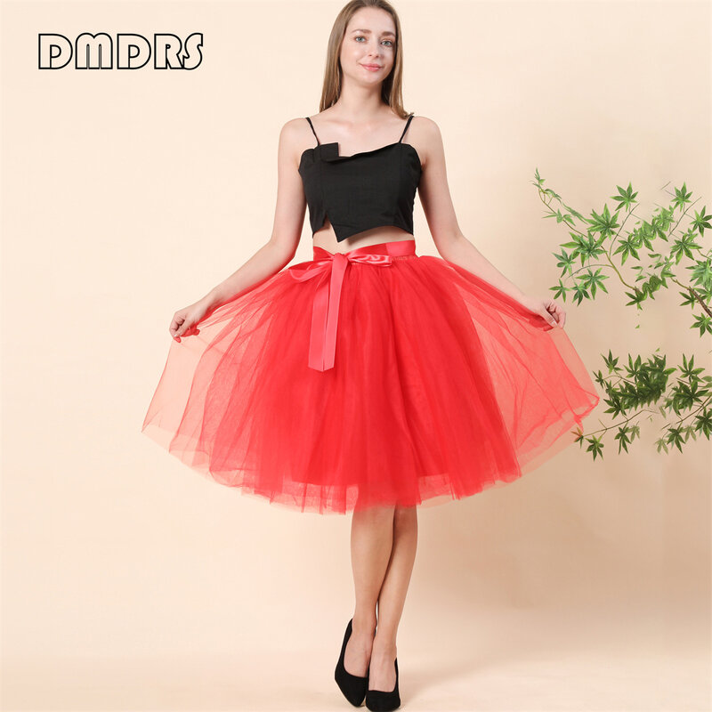 5 Layers Tutu Skirt For Women Colorful Adjustable Waist Short Mini Skirts Organza Party Dress Solid Cocktal Dresses