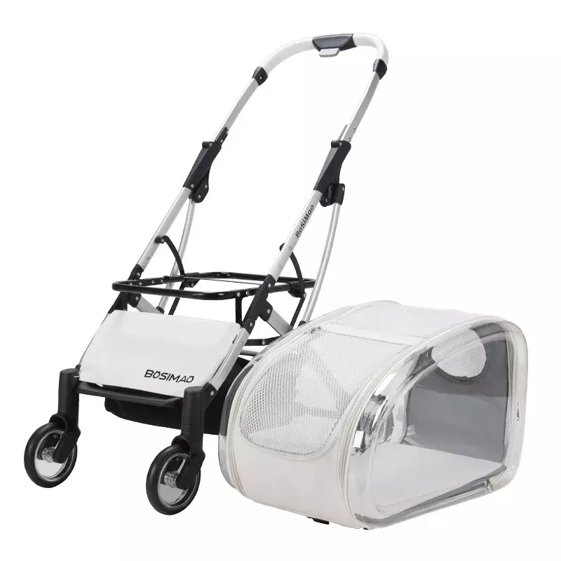 2024 Pet Stroller Transparent Pet Cart Dog Walking Cart Small Medium Sized Dog Pulled Stroller Lightweight Foldable Detachable