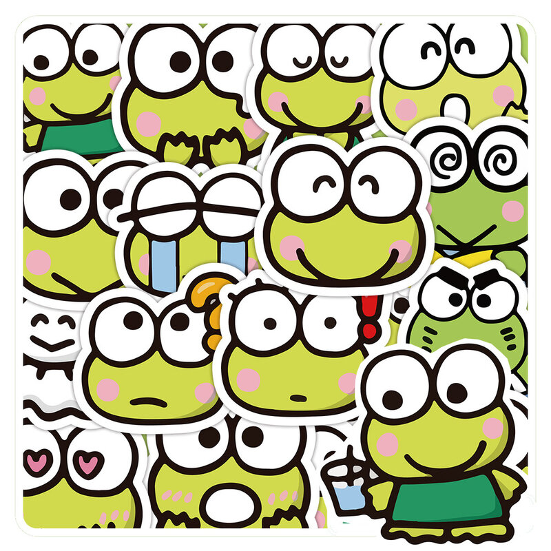 KEROKERO KEROPPI 만화 스티커, 귀여운 개구리 데칼, 어린이 장난감, DIY 노트북, 휴대폰 문구 스티커, 10 개, 30 개, 60 개, 120 개