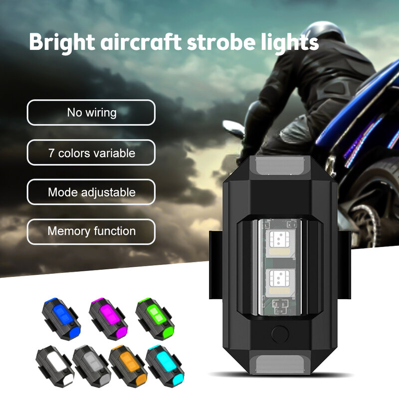 7 cores luzes da motocicleta rc drone led flash posição luz sem fio para rc fix asa aeronaves helicóptero luzes de advertência