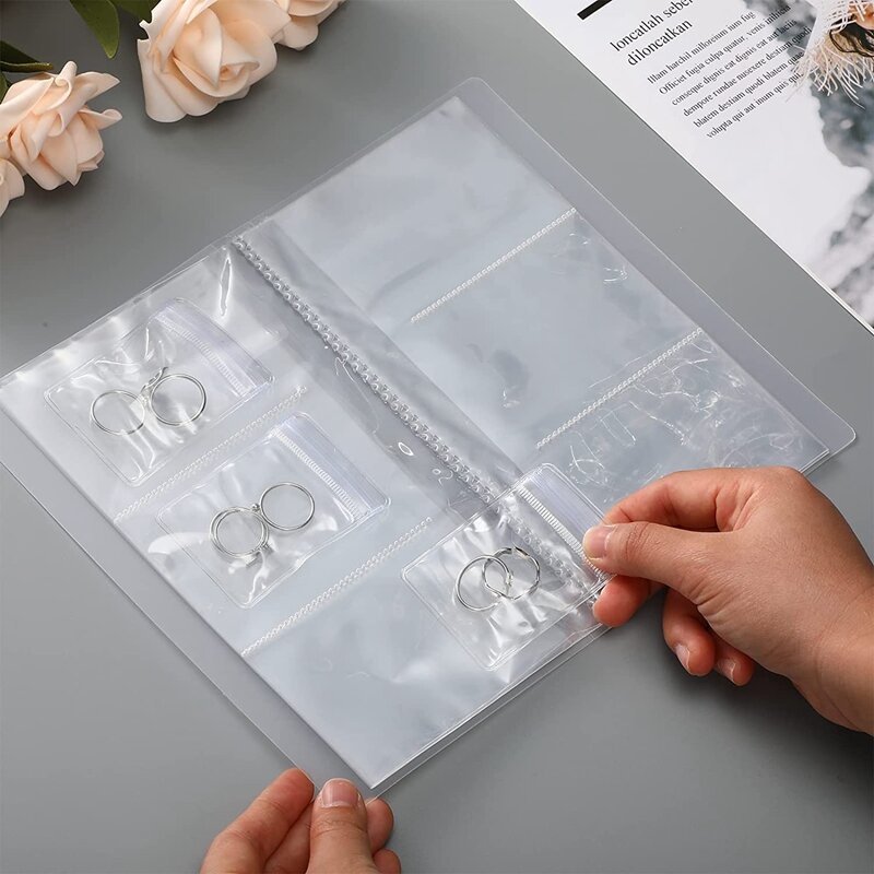 100Pcs Jewelry Bags Self Seal Jewelry Storage Bags Clear PVC Zipper Lock Bags Sealable Jewelry Storage Bags (5 Sizes)