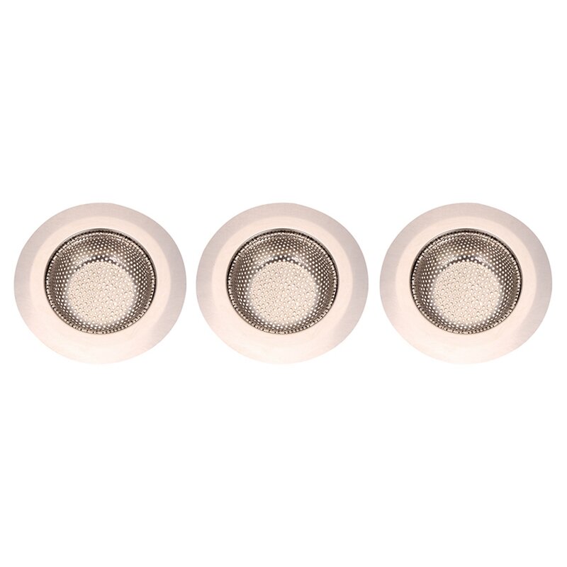 Filtro per lavello da cucina in confezione da 3 filtri di scarico in acciaio inossidabile con bordo largo di grandi dimensioni da 4.5 pollici per lavelli da cucina