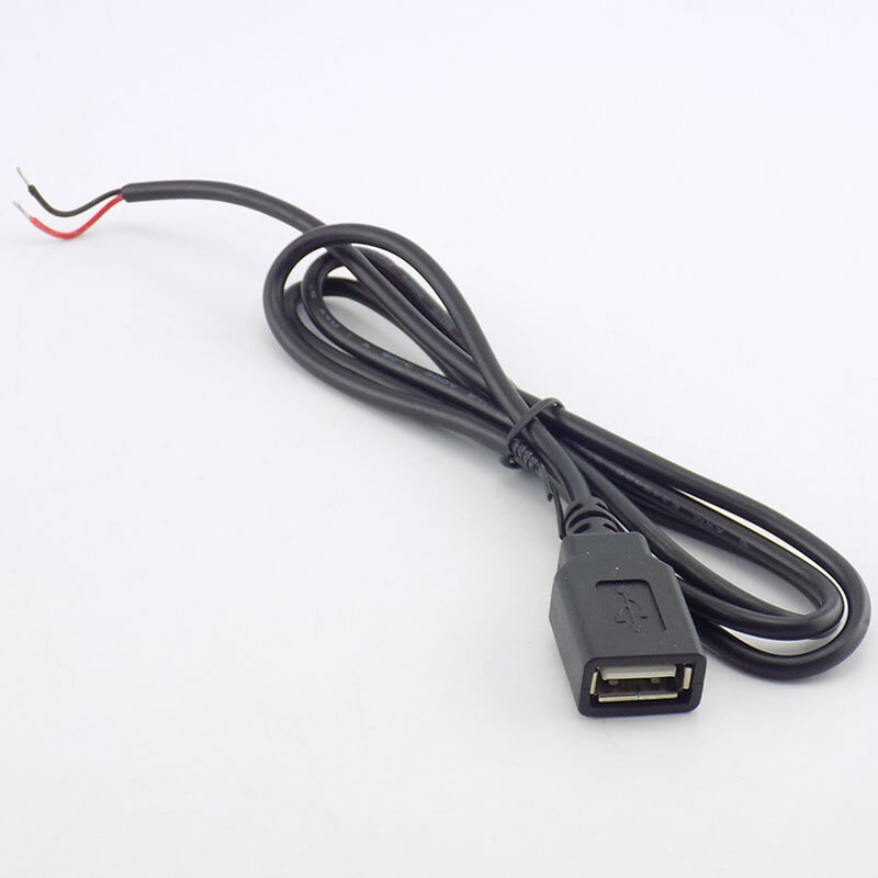 USB 2.0 Tipo A Cabo de Alimentação Feminino Extensão, Adaptador de Alimentação, Fio Conector de Carga, DC 5V, 2 Pin, H10, 0.3 m, 1 m, 2m, DIY