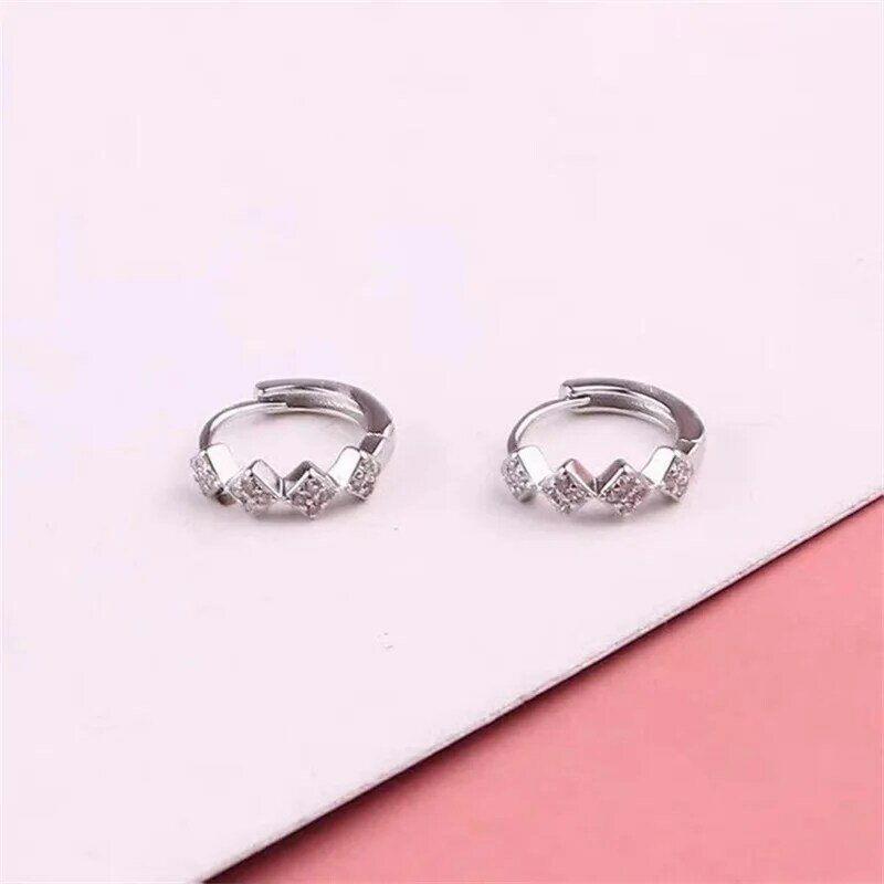 Mode Silber Farbe Hypoallergen Zirkon Stud Ohrring für Frauen Mädchen Einfache Silber Farbe Runde Kreis Ohrringe Trendy Schmuck