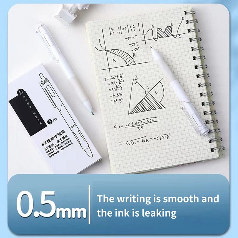 Pena Gel titik halus, 0.5Mm, pena menulis halus, sempurna untuk jurnal, catatan mengambil Set hadiah (pak 5)