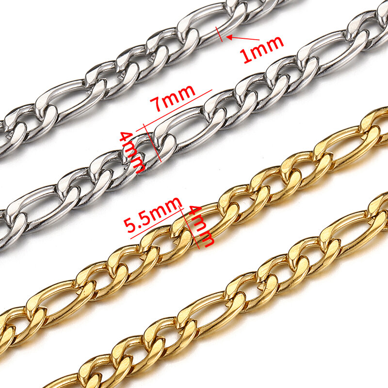Catena per collana in acciaio inossidabile da 1 metro per la creazione di gioielli fai da te 1:3 NK Rolo Cable Link Curb catene accessori per bracciali a catena spessa