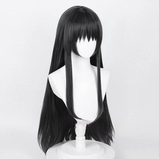 Peruka Anime Akemi Homura peruka do cosplay peruka z włókna syntetycznego Anime Cosplay czarne długie włosy