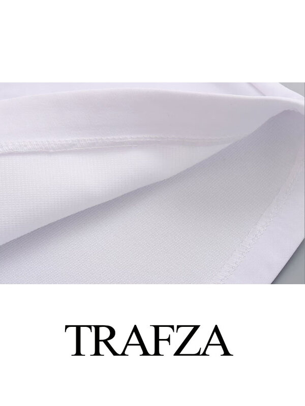 TRAFZA-shorts femininos de botão de cintura alta, branco, zíper decorativo, estilo de rua, calças curtas chiques, moda feminina, verão
