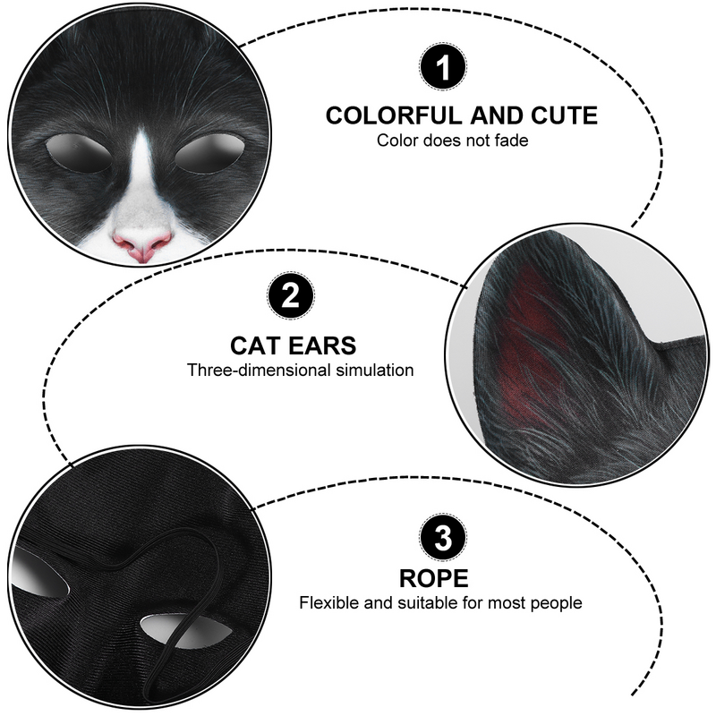 1 buah topeng Cosplay Halloween, topeng karnaval lucu, properti kostum penutup wajah kucing