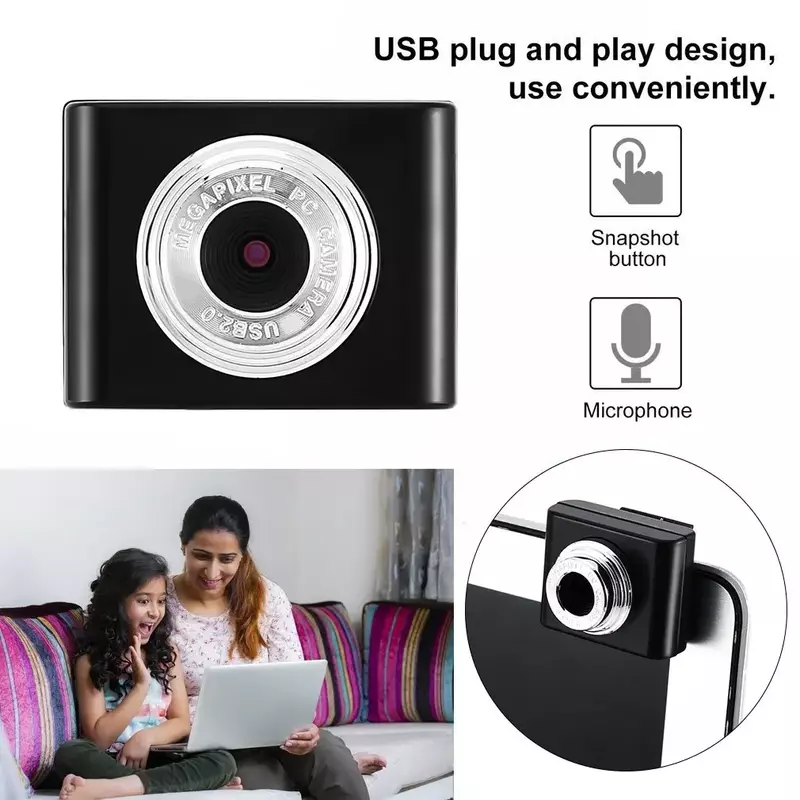 Mini Webcam Multifuncional USB para Laptop, Acessório de Computador Conveniente, Câmeras Web, Desktop, Alta Definição, Novo, 2024