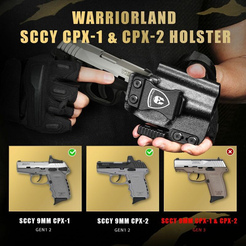 클로 및 광학 컷 장착 IWB 홀스터, SCCY CPX-1 및 CPX-2 GEN 1-2 권총, GEN3 에 맞지 않음