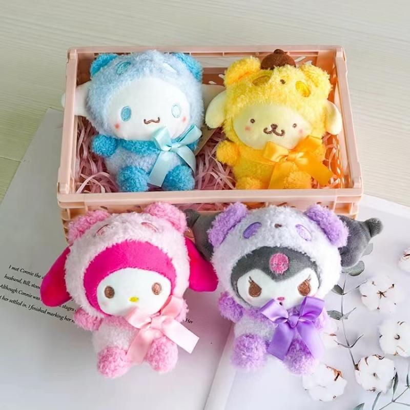 Kawaii Sanrio Keychain Plush Anime Kuromi Doll Keyring Hello Kitty Plushie  Cinnamoroll KeyChains Bag Pendant Toy Gift for Girls