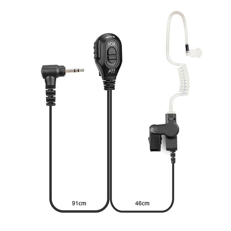 Air acústico tubo fone de ouvido para Motorola, um pino, VOX Walkie Talkie fone de ouvido, TLKR, T270, T50, T3, HYT TC320, RETEVIS, RT45, 2pcs