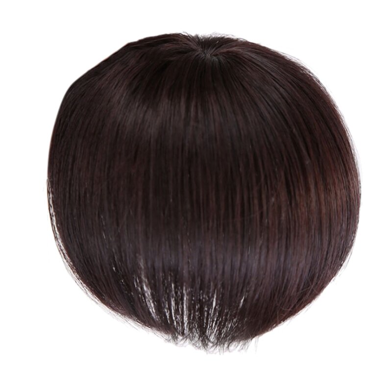 Human Hair Topper Wig with Bangs Increase the Amount of Hair on the Top of the Head to Cover the White Hair Hairpiece C