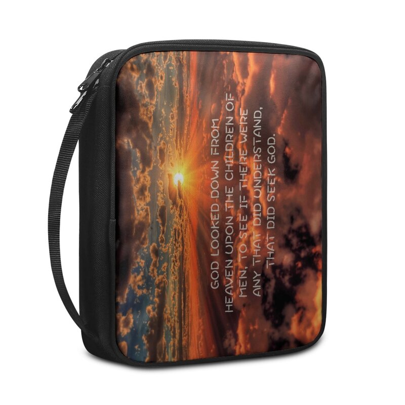 Large Bible Cover Travel Tool Case Handbag Storage Bag Tickets File Organizer Easy Gripping To Hold Setting Sun Cloud Material