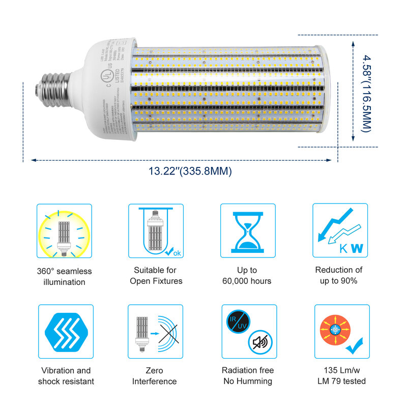 CUL E39-Lampe LED aux halogénures métalliques, éclairage d'entrepôt, AC 120V, 160W