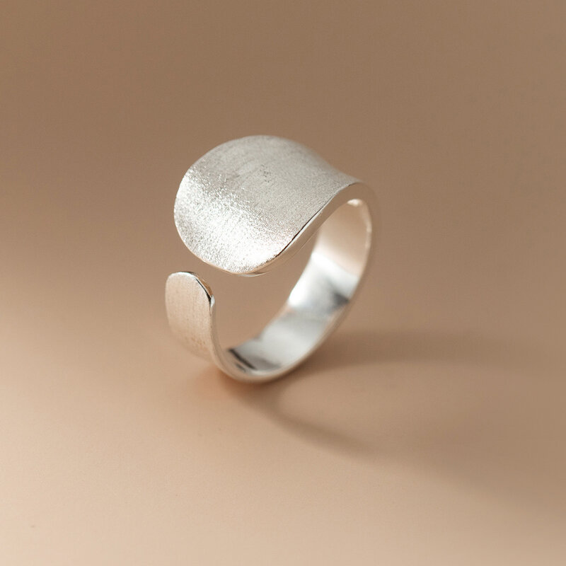 Anelli larghi geometrici in argento Sterling 925 per donna uomo Design semplice moda aperta fidanzamento fatto a mano coppia anello regalo