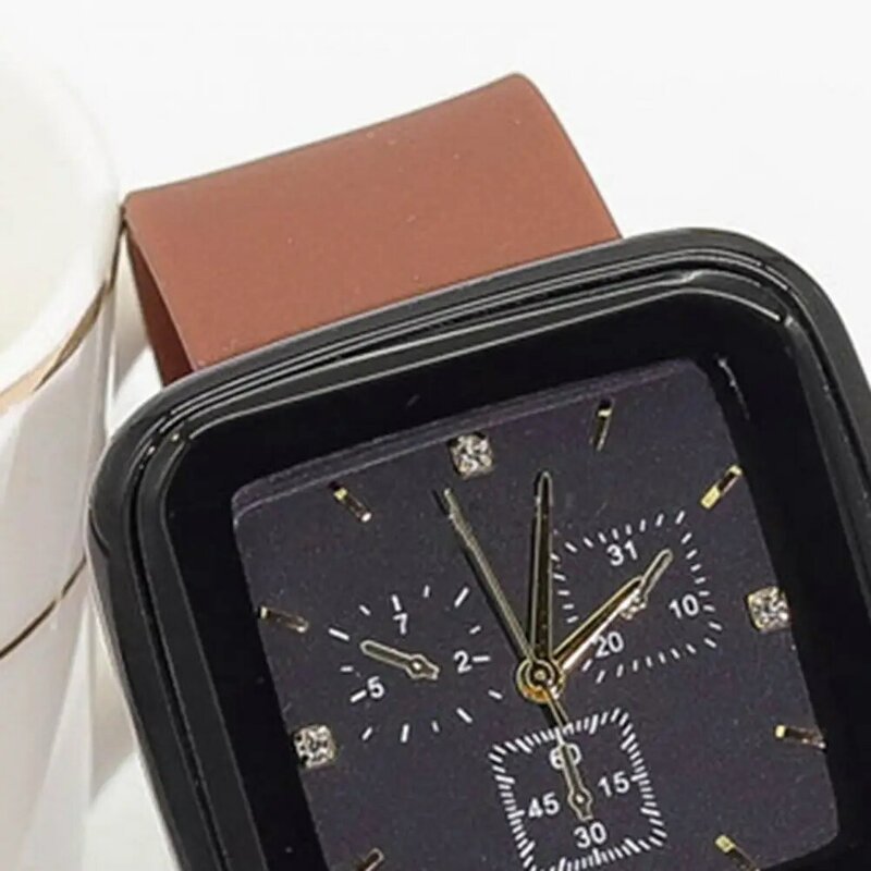 Relógio Quartz de tela quadrada grande, pulseira de silicone relógio esportivo casual para estudantes, relógio eletrônico
