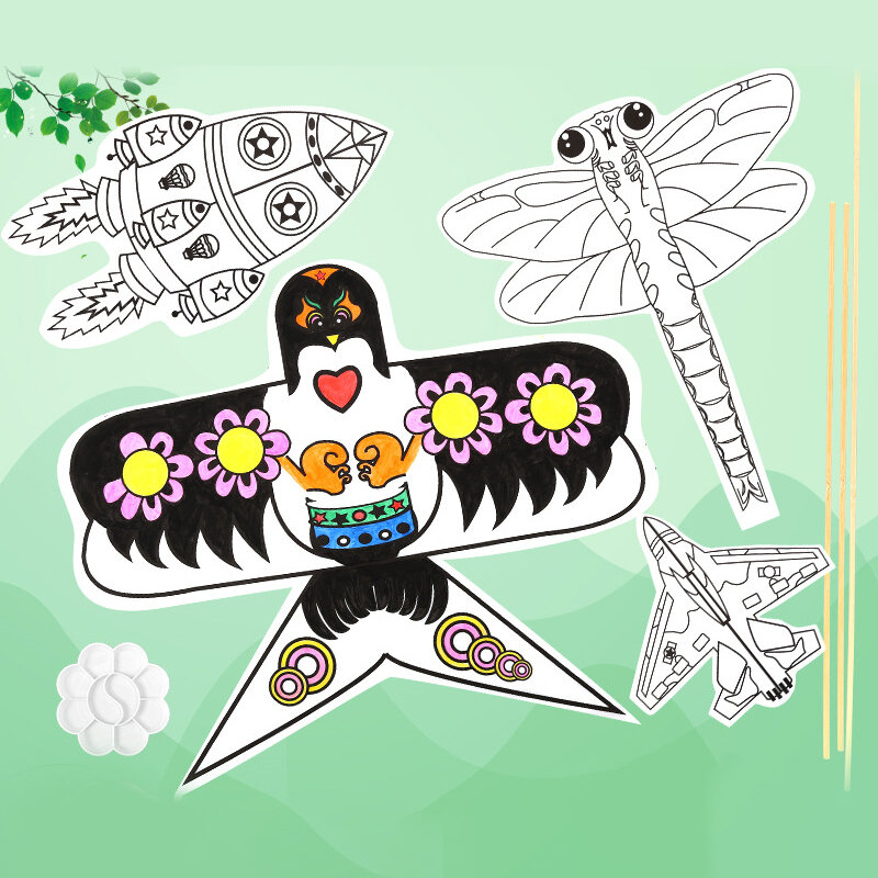 Mini cerf-volant vierges pour enfants, bricolage, dessiné à la main, intéressant, peinture, drôle, fuchsia, accessoire