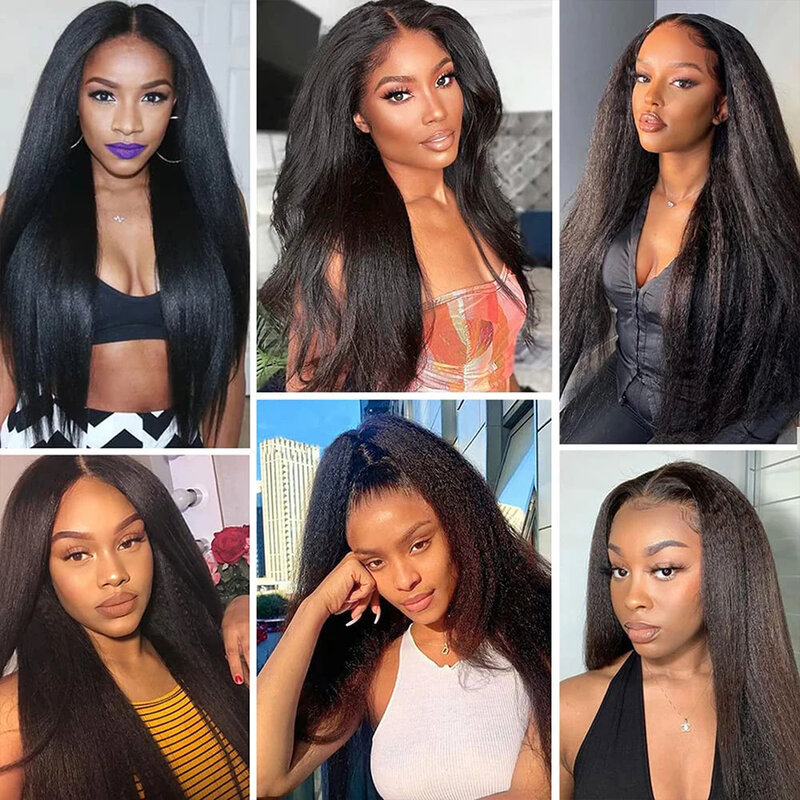 Transparent Kinky Straight Lace Front Wig Yaki Brazilian 13x6 13x4 Lace Frontal Wigs Human Hair For Women With Baby Hair