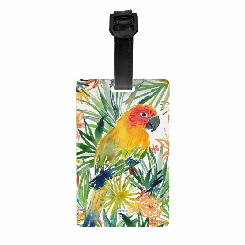 Sun Conure-Étiquette de bagage oiseau perroquet, valise de plantes tropicales, couverture de confidentialité des bagages, étiquette d'identification